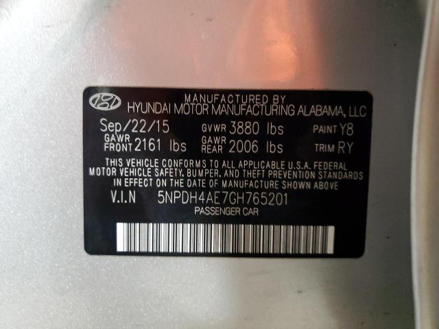 Photo 12 VIN: 5NPDH4AE7GH765201 - HYUNDAI ELANTRA SE 