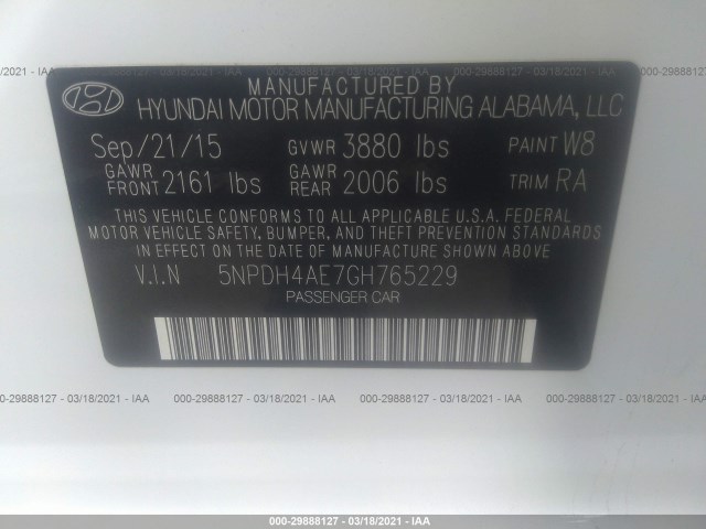 Photo 8 VIN: 5NPDH4AE7GH765229 - HYUNDAI ELANTRA 