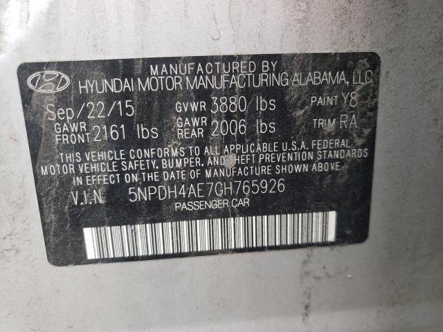 Photo 9 VIN: 5NPDH4AE7GH765926 - HYUNDAI ELANTRA SE 