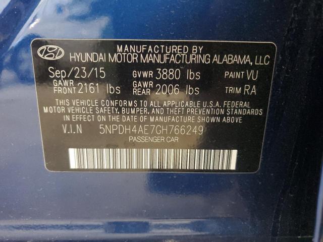 Photo 11 VIN: 5NPDH4AE7GH766249 - HYUNDAI ELANTRA SE 