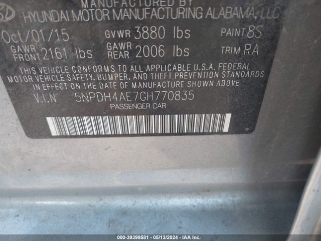 Photo 8 VIN: 5NPDH4AE7GH770835 - HYUNDAI ELANTRA 