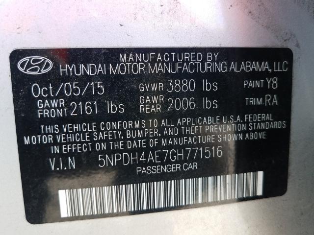 Photo 9 VIN: 5NPDH4AE7GH771516 - HYUNDAI ELANTRA SE 