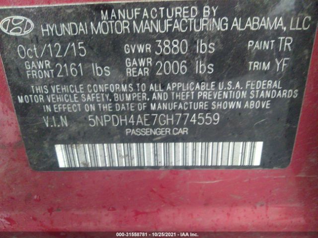 Photo 8 VIN: 5NPDH4AE7GH774559 - HYUNDAI ELANTRA 