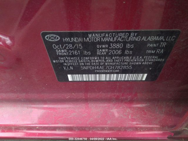 Photo 8 VIN: 5NPDH4AE7GH782855 - HYUNDAI ELANTRA 