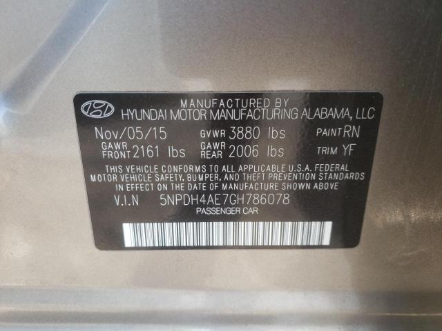 Photo 9 VIN: 5NPDH4AE7GH786078 - HYUNDAI ELANTRA SE 