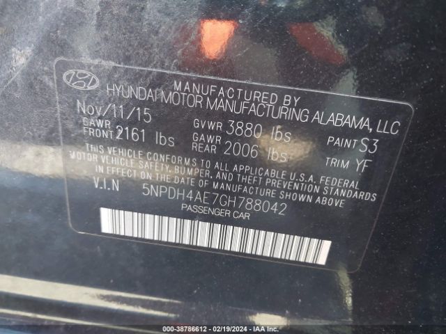 Photo 8 VIN: 5NPDH4AE7GH788042 - HYUNDAI ELANTRA 