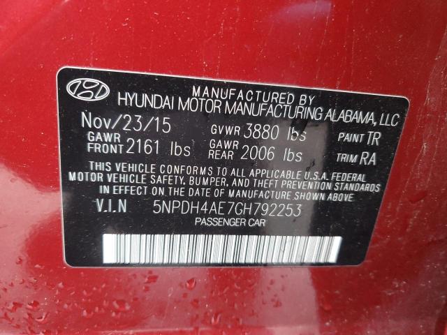 Photo 11 VIN: 5NPDH4AE7GH792253 - HYUNDAI ELANTRA SE 