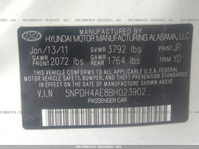 Photo 8 VIN: 5NPDH4AE8BH023902 - HYUNDAI ELANTRA 