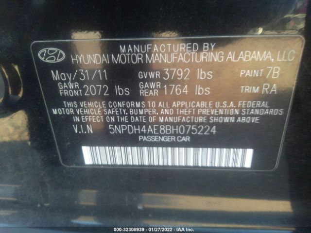 Photo 8 VIN: 5NPDH4AE8BH075224 - HYUNDAI ELANTRA 