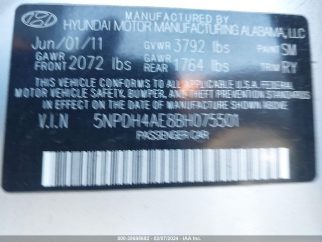 Photo 8 VIN: 5NPDH4AE8BH075501 - HYUNDAI ELANTRA 