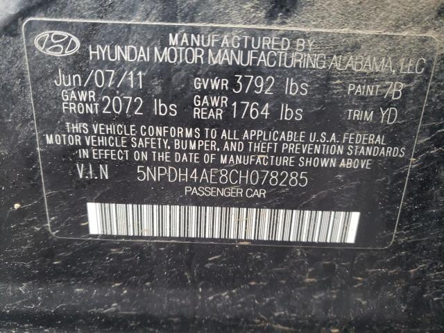 Photo 9 VIN: 5NPDH4AE8CH078285 - HYUNDAI ELANTRA GL 