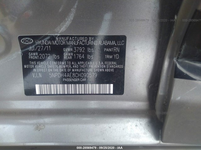 Photo 8 VIN: 5NPDH4AE8CH090579 - HYUNDAI ELANTRA 