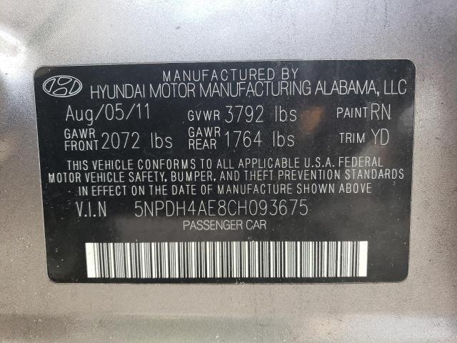 Photo 11 VIN: 5NPDH4AE8CH093675 - HYUNDAI ELANTRA GL 