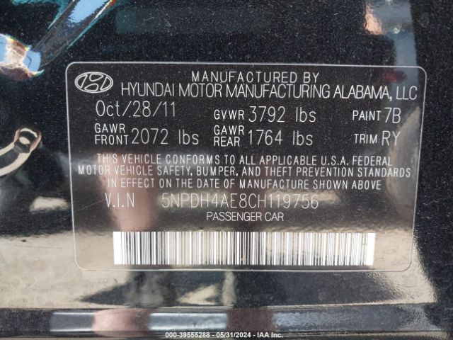 Photo 8 VIN: 5NPDH4AE8CH119756 - HYUNDAI ELANTRA 