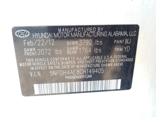 Photo 9 VIN: 5NPDH4AE8CH149405 - HYUNDAI ELANTRA GL 