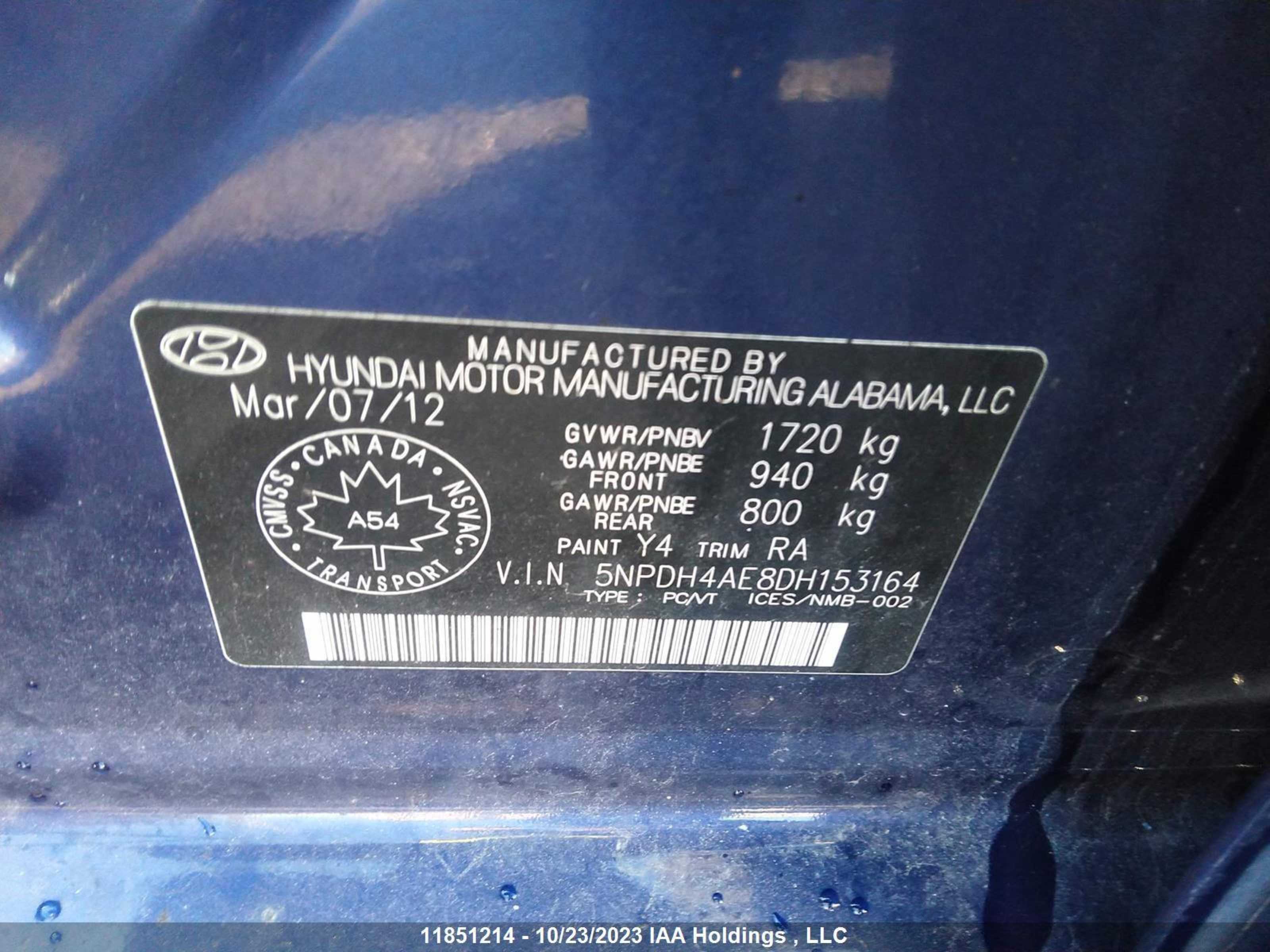 Photo 8 VIN: 5NPDH4AE8DH153164 - HYUNDAI ELANTRA 