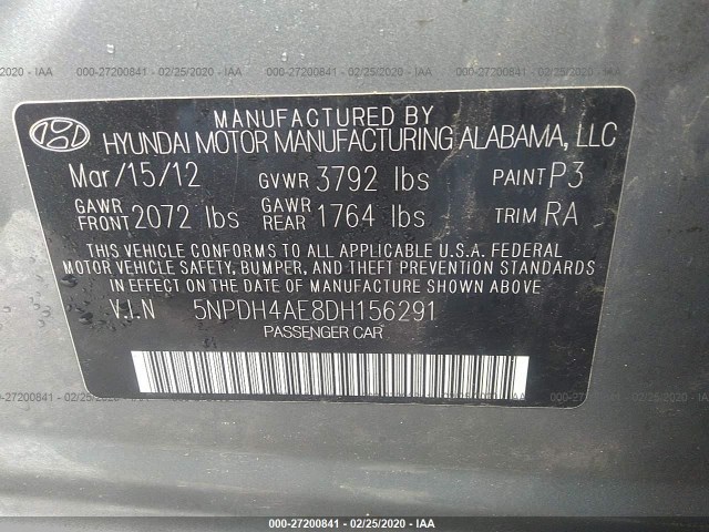 Photo 8 VIN: 5NPDH4AE8DH156291 - HYUNDAI ELANTRA 