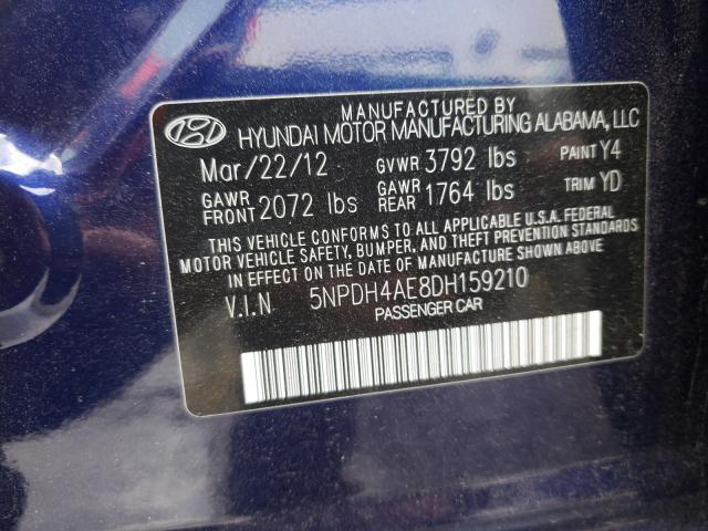 Photo 9 VIN: 5NPDH4AE8DH159210 - HYUNDAI ELANTRA GL 