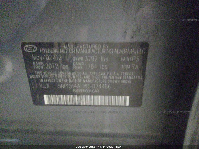 Photo 8 VIN: 5NPDH4AE8DH174466 - HYUNDAI ELANTRA 