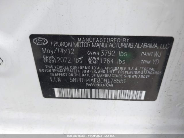 Photo 8 VIN: 5NPDH4AE8DH178551 - HYUNDAI ELANTRA 