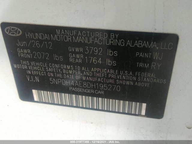 Photo 8 VIN: 5NPDH4AE8DH195270 - HYUNDAI ELANTRA 