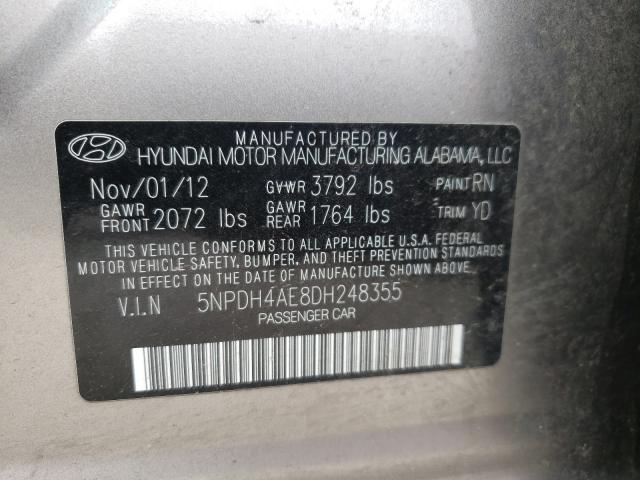 Photo 9 VIN: 5NPDH4AE8DH248355 - HYUNDAI ELANTRA GL 