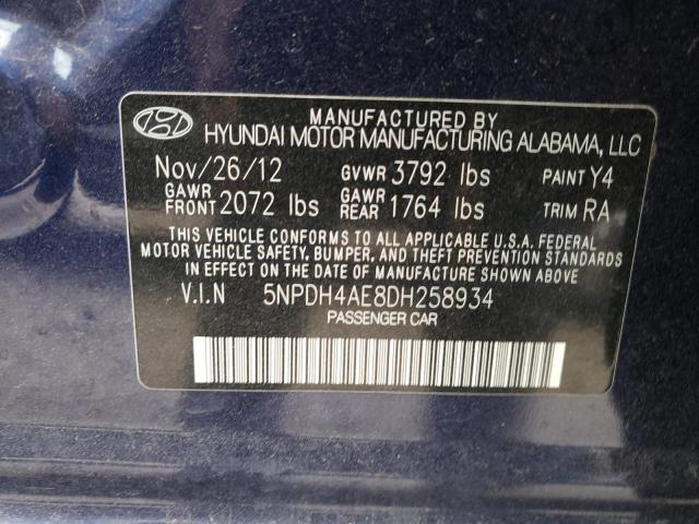 Photo 9 VIN: 5NPDH4AE8DH258934 - HYUNDAI ELANTRA GL 