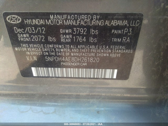 Photo 8 VIN: 5NPDH4AE8DH261820 - HYUNDAI ELANTRA 