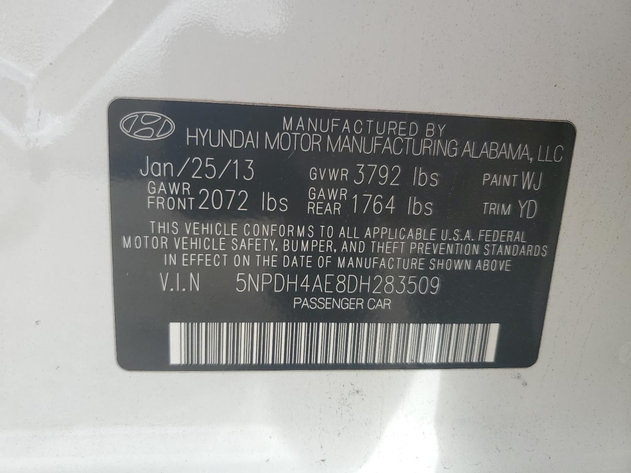 Photo 11 VIN: 5NPDH4AE8DH283509 - HYUNDAI ELANTRA 