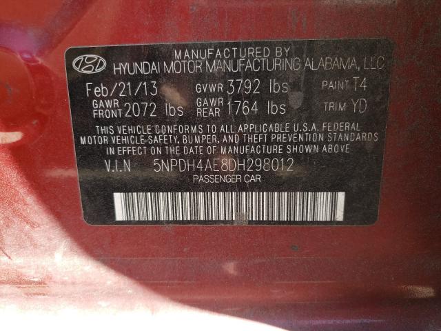 Photo 9 VIN: 5NPDH4AE8DH298012 - HYUNDAI ELANTRA GL 