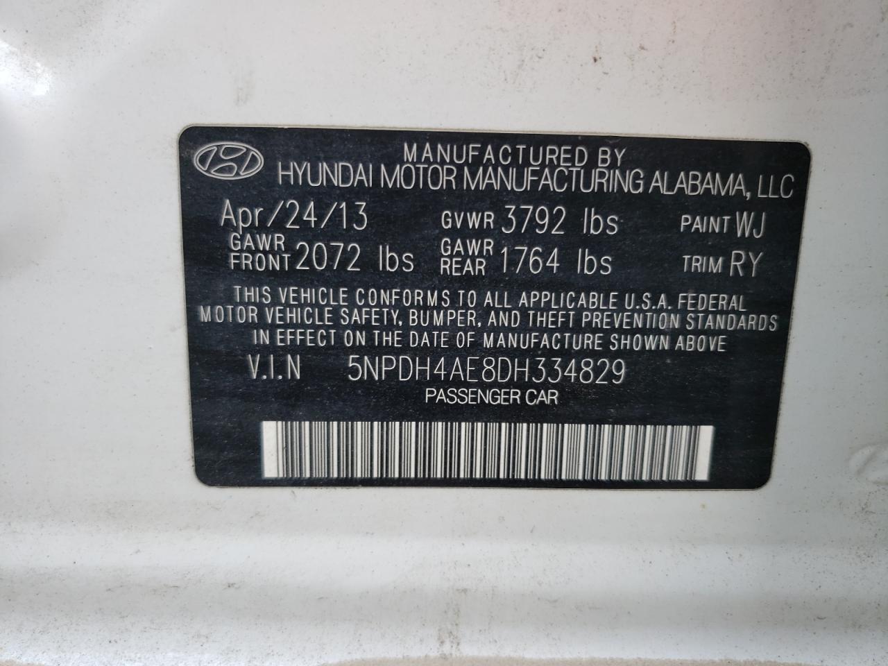 Photo 11 VIN: 5NPDH4AE8DH334829 - HYUNDAI ELANTRA 