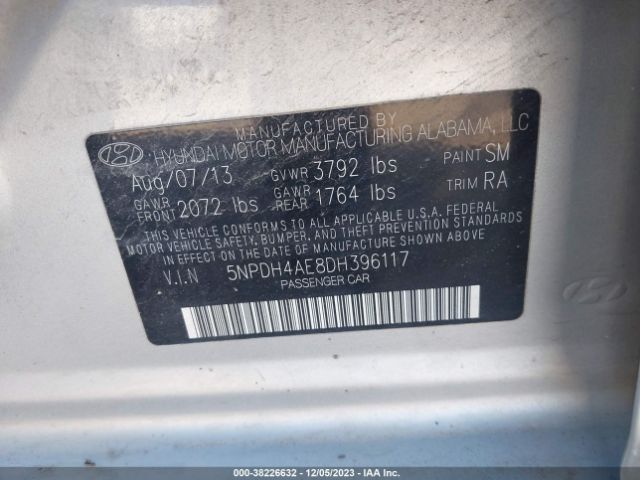 Photo 8 VIN: 5NPDH4AE8DH396117 - HYUNDAI ELANTRA 