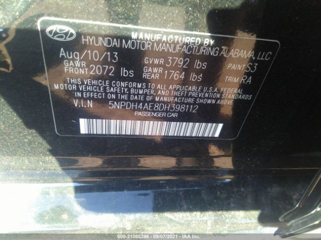 Photo 8 VIN: 5NPDH4AE8DH398112 - HYUNDAI ELANTRA 