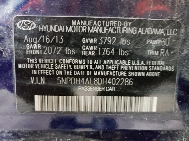 Photo 9 VIN: 5NPDH4AE8DH402286 - HYUNDAI ELANTRA GL 