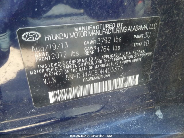 Photo 8 VIN: 5NPDH4AE8DH403373 - HYUNDAI ELANTRA 