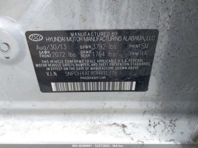 Photo 8 VIN: 5NPDH4AE8DH411375 - HYUNDAI ELANTRA 