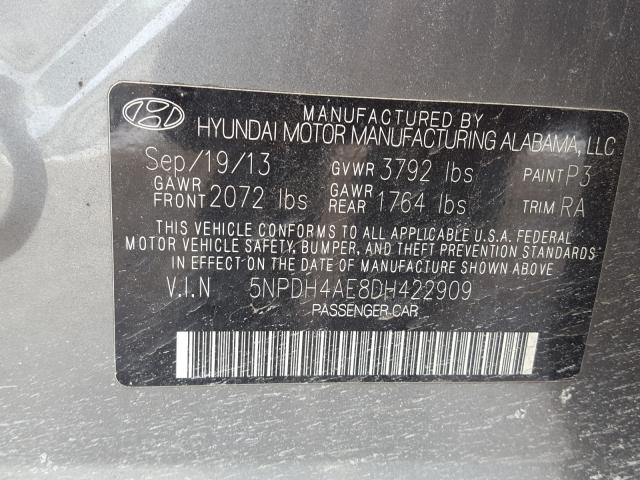 Photo 9 VIN: 5NPDH4AE8DH422909 - HYUNDAI ELANTRA GL 