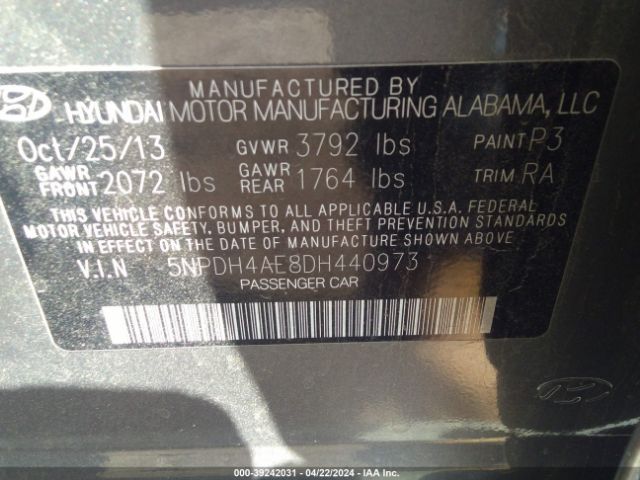 Photo 8 VIN: 5NPDH4AE8DH440973 - HYUNDAI ELANTRA 