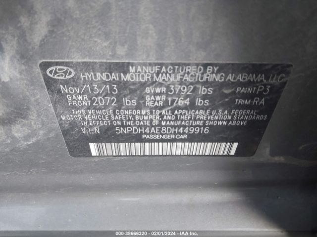 Photo 8 VIN: 5NPDH4AE8DH449916 - HYUNDAI ELANTRA 