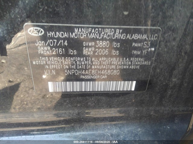 Photo 8 VIN: 5NPDH4AE8EH468080 - HYUNDAI ELANTRA 