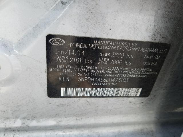 Photo 9 VIN: 5NPDH4AE8EH473103 - HYUNDAI ELANTRA SE 