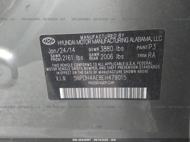 Photo 8 VIN: 5NPDH4AE8EH479015 - HYUNDAI ELANTRA 