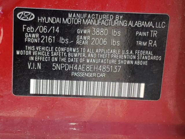 Photo 9 VIN: 5NPDH4AE8EH485137 - HYUNDAI ELANTRA 