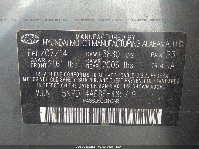 Photo 8 VIN: 5NPDH4AE8EH485719 - HYUNDAI ELANTRA 