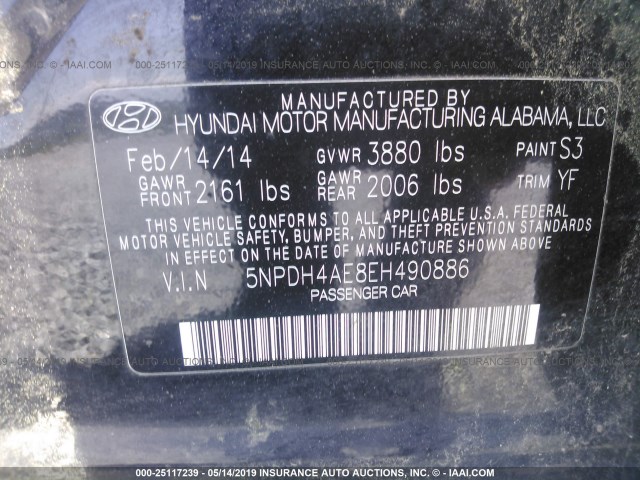 Photo 8 VIN: 5NPDH4AE8EH490886 - HYUNDAI ELANTRA 