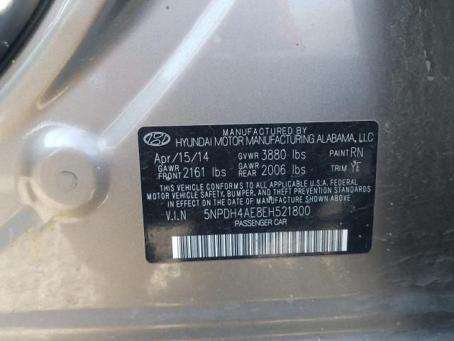 Photo 9 VIN: 5NPDH4AE8EH521800 - HYUNDAI ELANTRA SE 