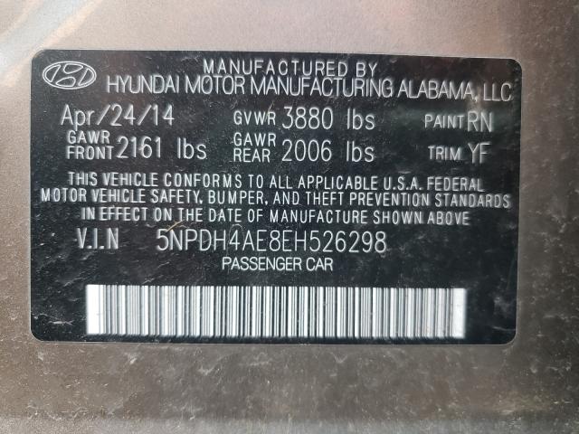 Photo 9 VIN: 5NPDH4AE8EH526298 - HYUNDAI ELANTRA SE 