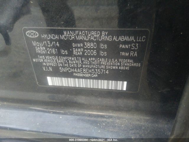 Photo 8 VIN: 5NPDH4AE8EH535714 - HYUNDAI ELANTRA 