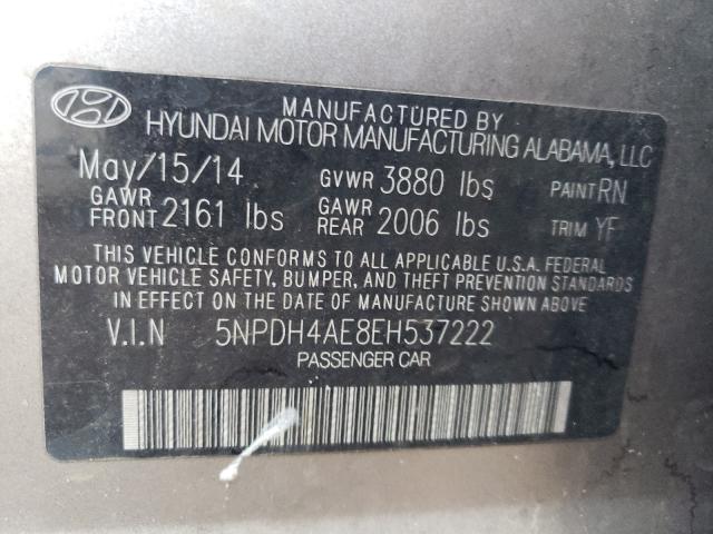 Photo 9 VIN: 5NPDH4AE8EH537222 - HYUNDAI ELANTRA SE 