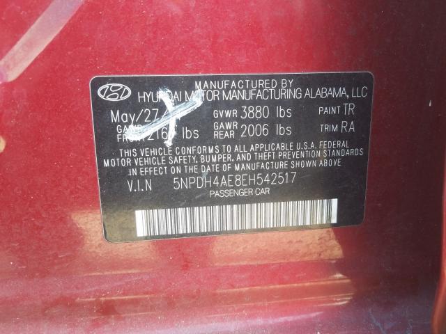 Photo 9 VIN: 5NPDH4AE8EH542517 - HYUNDAI ELANTRA SE 